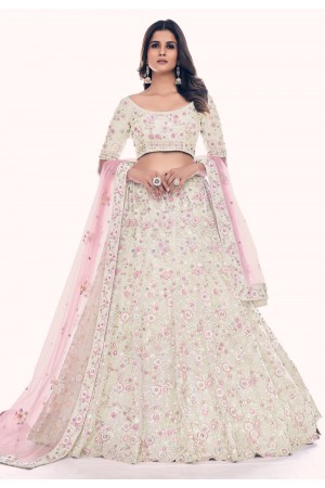 Soft net circular lehenga choli in Off white colour 36015