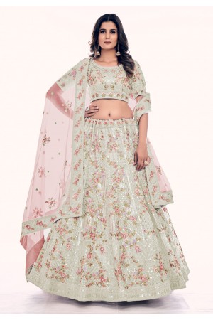 Soft net circular lehenga choli in Off white colour 36019