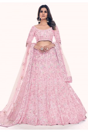 Soft net circular lehenga choli in Pink colour 36014