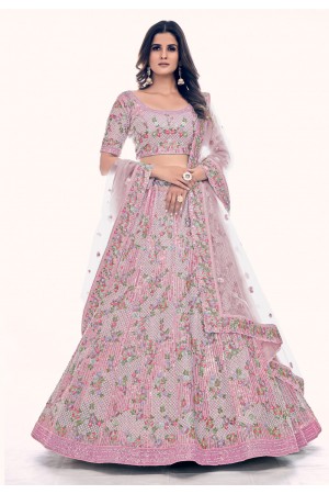 Soft net circular lehenga choli in Pink colour 36023