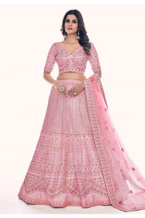 Soft net circular lehenga choli in Pink colour 36026