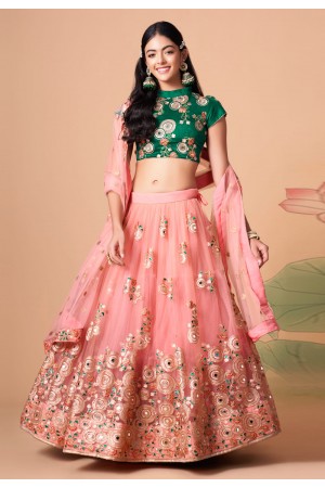 Soft net circular lehenga choli in Pink colour 7315