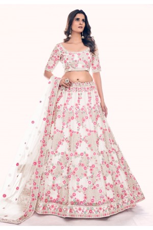 Soft net circular lehenga choli in White colour 36016