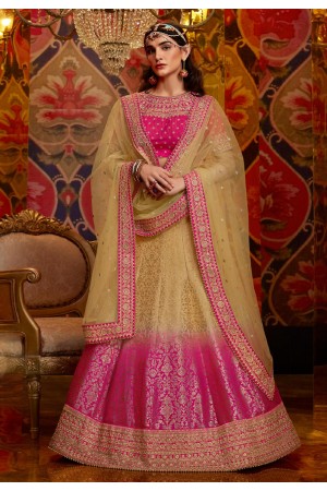 Beige silk circular lehenga choli 5174