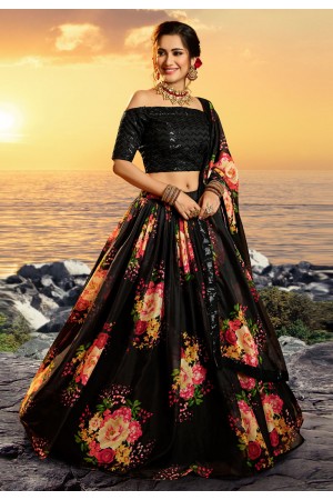 Black organza circular lehenga choli 4804