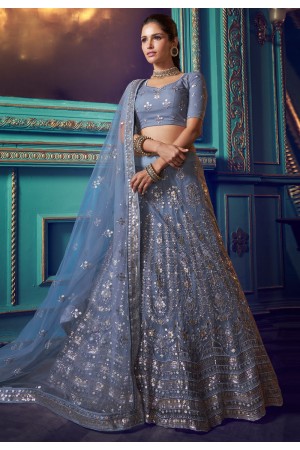 Grey net embroidered circular lehenga choli 4103