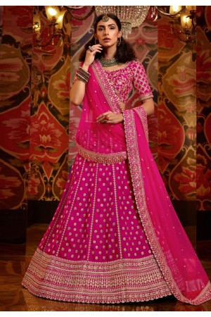 Magenta raw silk circular lehenga choli 5181