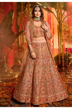 Peach organza circular lehenga choli 4702