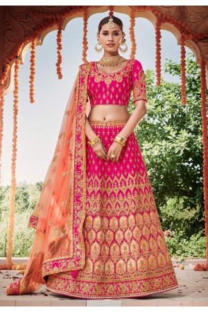 Pink silk circular lehenga choli 3903