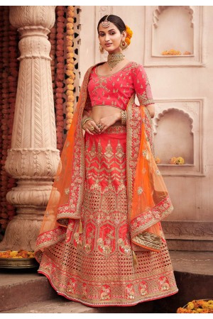 Pink silk circular lehenga choli 3906