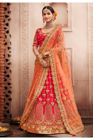 Pink silk circular lehenga choli 3911