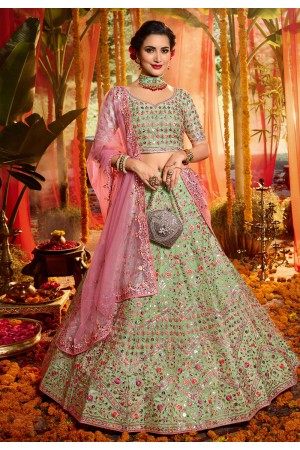 Pista green organza circular lehenga choli 4701