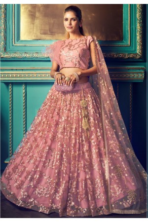 Purple net embroidered designer lehenga choli 4102