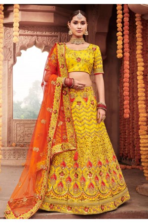 Yellow silk circular lehenga choli 3908