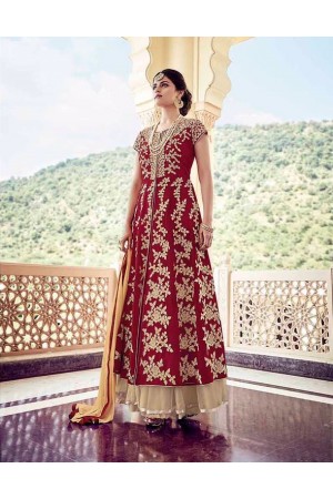 Red georgette and net  party wear palazzo  kameez