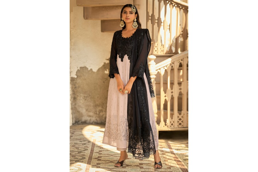 Light Yellow Pant style Suit Georgette