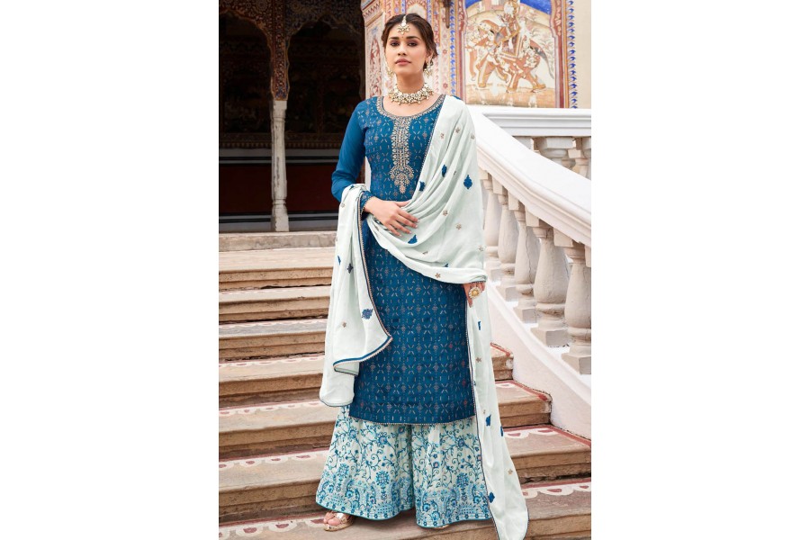 Green Chinon Palazzo Suit