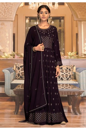 Brown georgette sharara suit 42