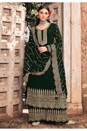 Green faux georgette embroidered pakistani suit 201D