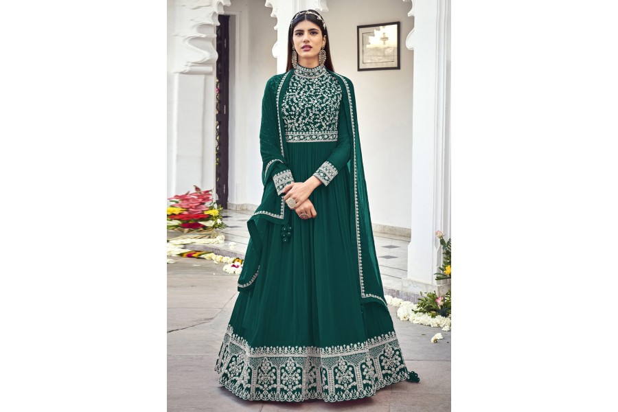 Green Fox Georgette Anarkali Salwar Suit main image 1