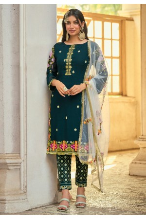 Green faux georgette pakistani suit 2004