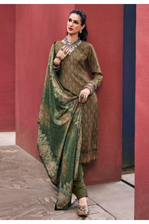 Green pashmina pakistani suit ACU7839