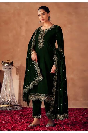 Green velvet pant style suit 4100A