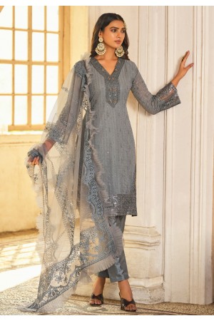 Grey faux georgette pant style suit 2003