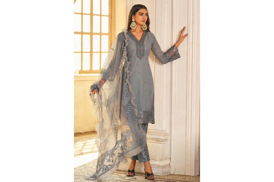 Green Pant style Suit Georgette main image 1
