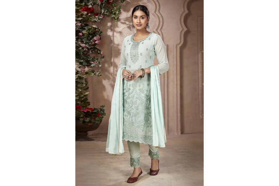 Green Heavy Fox Georgette Pant Suit main image 1