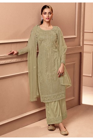 Light green net palazzo suit 3506