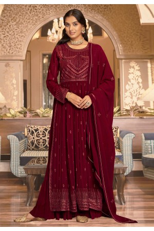 Maroon georgette sharara suit 44