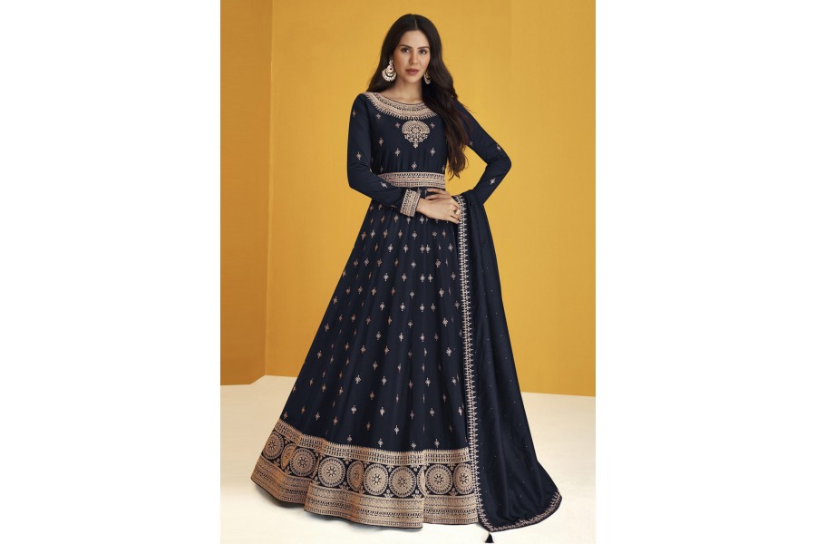 Blue Anarkali style Anarkali Faux Georgette main image 1