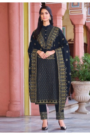 Navy blue faux georgette pakistani suit 4982B