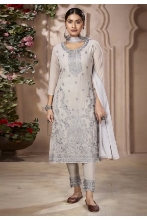 Off white georgette pant style suit 2604