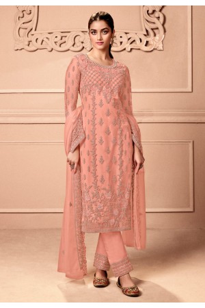 Peach net pant style suit 3501