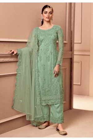 Pista green net palazzo suit 3502