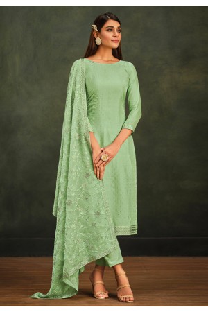 Pista green organza pant style suit 5083