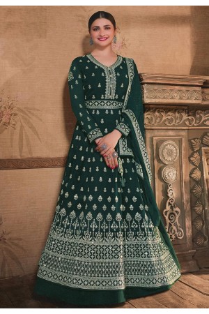 Prachi desai green georgette abaya style anarkali suit 158678