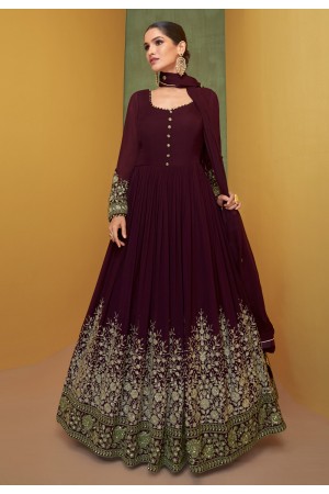 Purple georgette long anarkali suit 5220