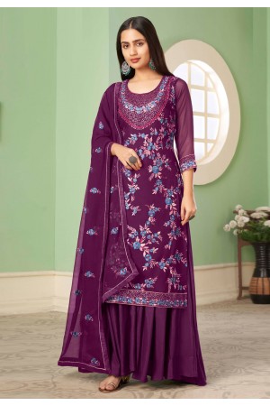 Purple georgette palazzo suit 2050B