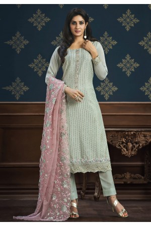 Sky blue color chinon pakistani suit ACU9255