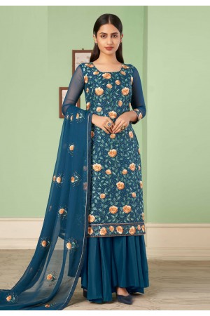 Teal georgette pakistani suit 2048A