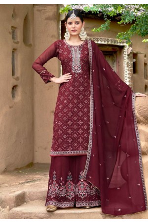 Wine georgette pakistani suit 156814