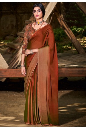 Ombre chiffon saree in Brown and honey color