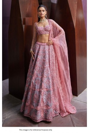 Bollywood Model Grey and Pink mulbarry silk sequins lehenga choli
