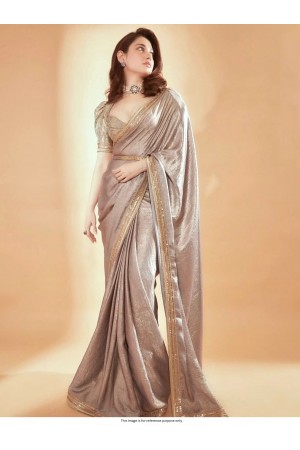 Kollywood Tamanna Bhatia inspired grey gold tone designer saree