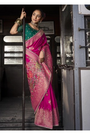 Rani Pink Color Soft Dola Viscous Silk with 3d Weaved Pallu 7206