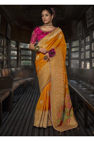 Yellow Color Soft Dola Viscous Silk with 3d Weaved Pallu 7202