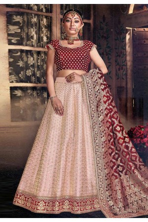 beige raw silk bridal lehenga choli 5140